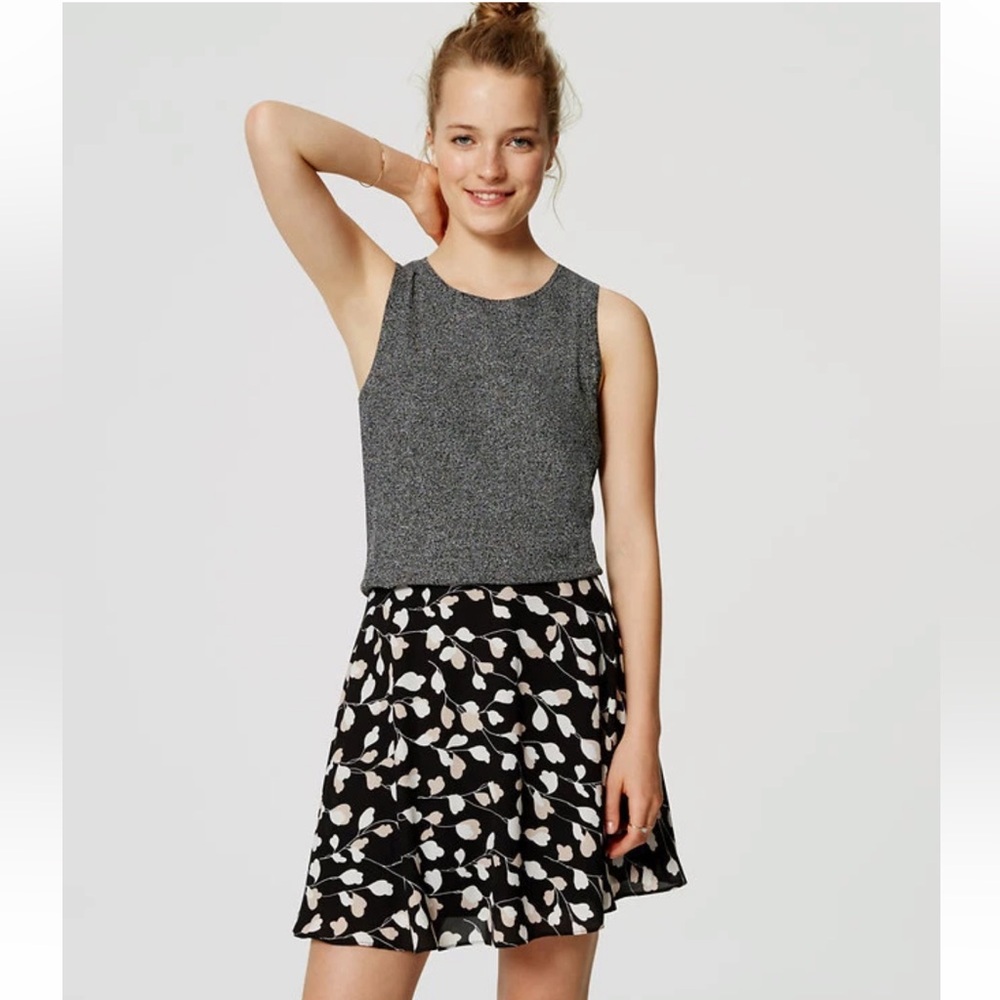 LOFT Floral Mini A-line Skirt